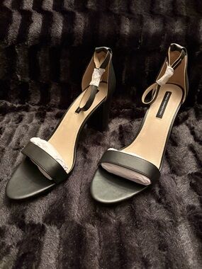 French Connection Black Ankle Strap Heels